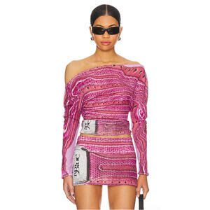 Revolve Got Time Top 1XBLUE pink one shoulder size M NWT $140msrp